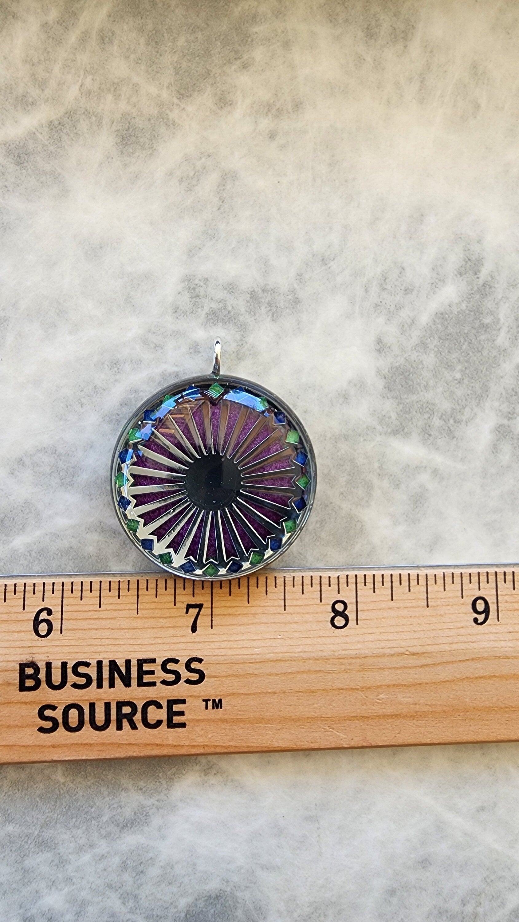Handmade 77 Crystal Matrix Orgone Pendant | Purple Mandala | EMF Protection Orgone Pendant | Quantum Healing Device