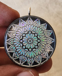 Handmade 77 Crystal Matrix Orgone Pendant | Flower Mandala Pendant | Crown Chakra Crystal Matrix | EMF Protection Orgone Pendant