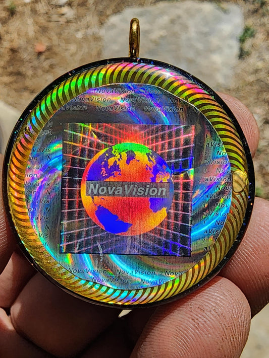 Handmade 77 Crystal Matrix Orgone Pendant | Nova Vision Holographic | EMF Protection Orgone Pendant | Orgonite Crystal Pendant