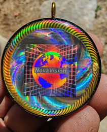 Handmade 77 Crystal Matrix Orgone Pendant | Nova Vision Holographic | EMF Protection Orgone Pendant | Orgonite Crystal Pendant