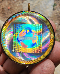 Handmade 77 Crystal Matrix Orgone Pendant | Nova Vision Holographic | EMF Protection Orgone Pendant | Orgonite Crystal Pendant