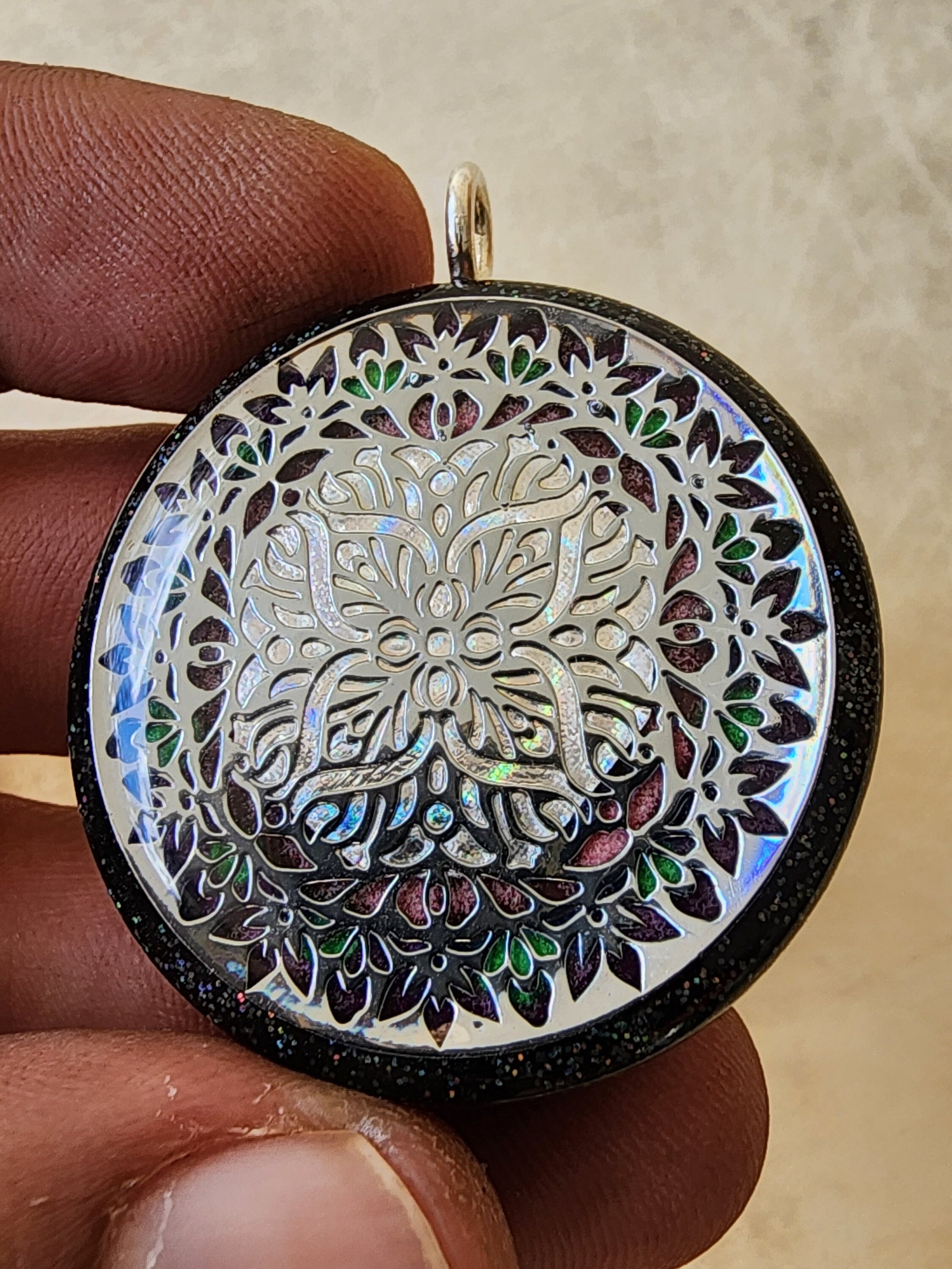 Handmade 77 Crystal Matrix Orgone Pendant | Spiral Holographic Pendant | Crown Chakra Crystal Matrix | EMF Protection Orgone Pendant