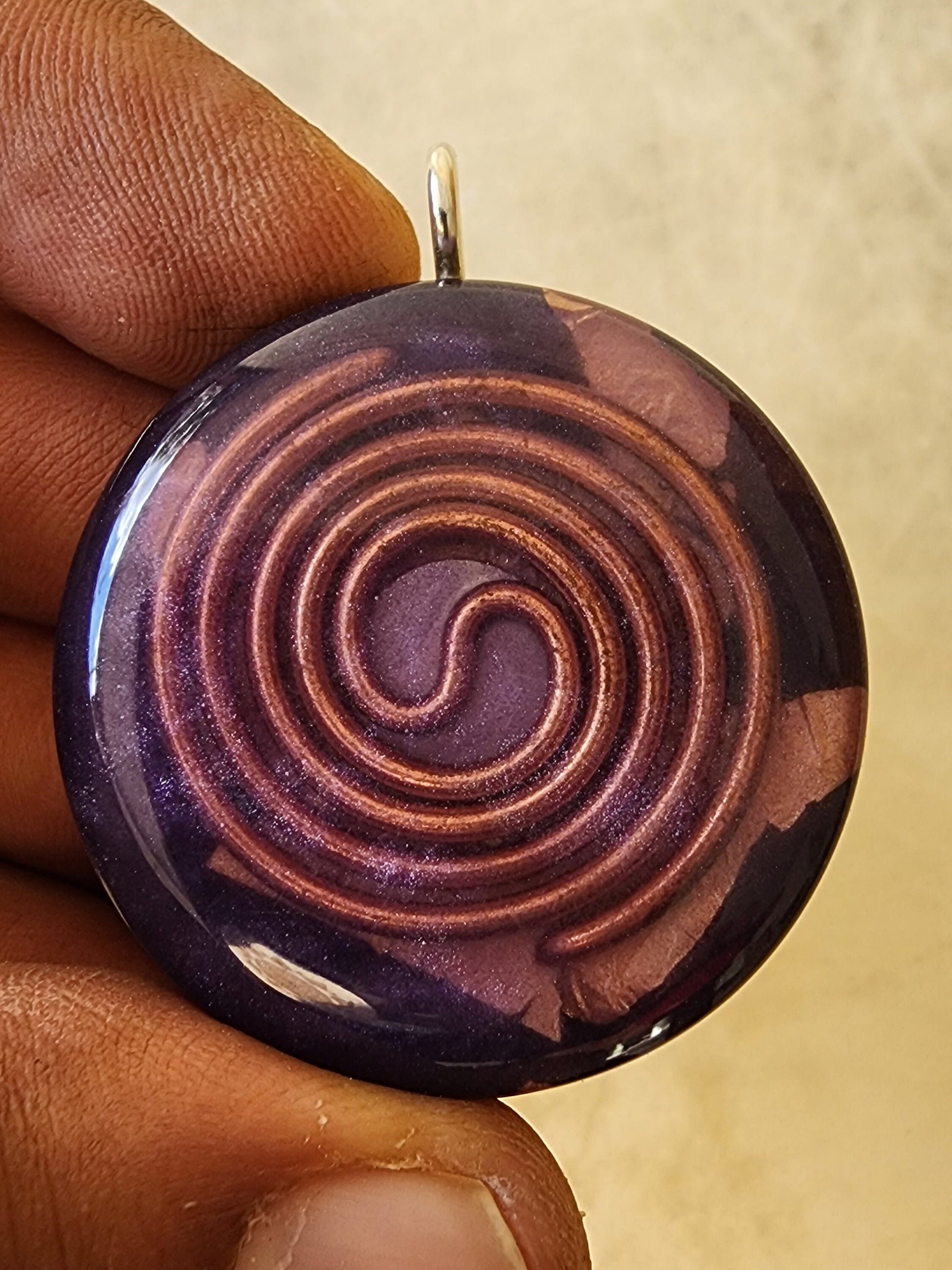 Handmade 77 Crystal Matrix Orgone Pendant | Spiral Holographic Pendant | Crown Chakra Crystal Matrix | EMF Protection Orgone Pendant