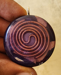 Handmade 77 Crystal Matrix Orgone Pendant | Spiral Holographic Pendant | Crown Chakra Crystal Matrix | EMF Protection Orgone Pendant