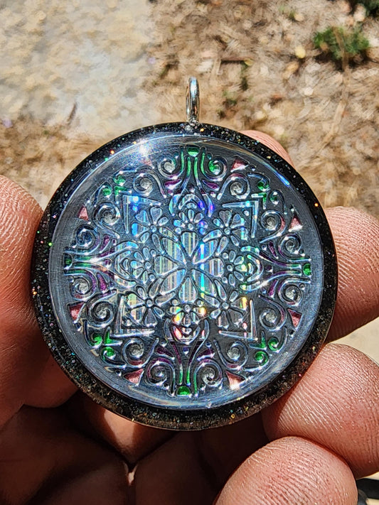 Handmade 77 Crystal Matrix Orgone Pendant | Matrix Mandala |Crown Chakra Crystal Matrix | EMF Protection Orgone Pendant | Mandala Pendants