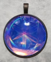 Holographic Atom Pendant | Blue Pendant | Talisman Pendant | Atomic Pendant | Rose Gold Pendant | 37mm | Glass Dome Pendant