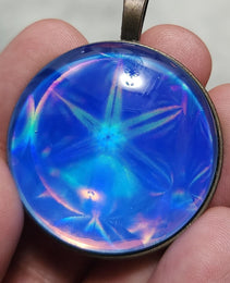 Holographic Atom Pendant | Blue Pendant | Talisman Pendant | Atomic Pendant | Rose Gold Pendant | 37mm | Glass Dome Pendant
