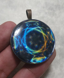 Holographic Pendant | Talisman Pendant | Atomic Pendant | UV resin |Hologram w/ Sacred Geometry