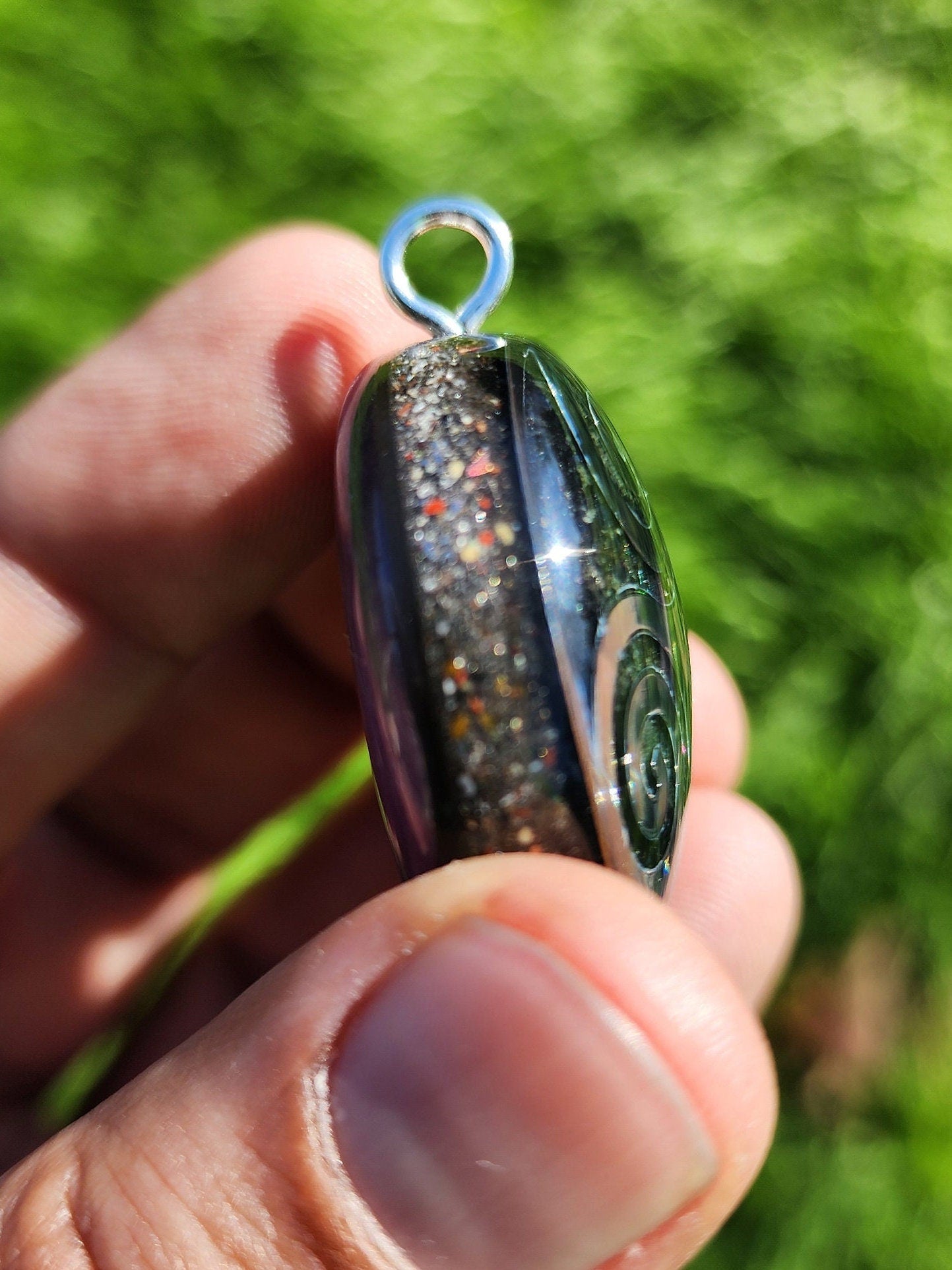 Handmade 77 Crystal Matrix Orgone Pendant | Silver Triskelion | EMF Protection Orgone Pendant | Orgonite Crystal Pendant
