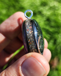 Handmade 77 Crystal Matrix Orgone Pendant | Silver Triskelion | EMF Protection Orgone Pendant | Orgonite Crystal Pendant