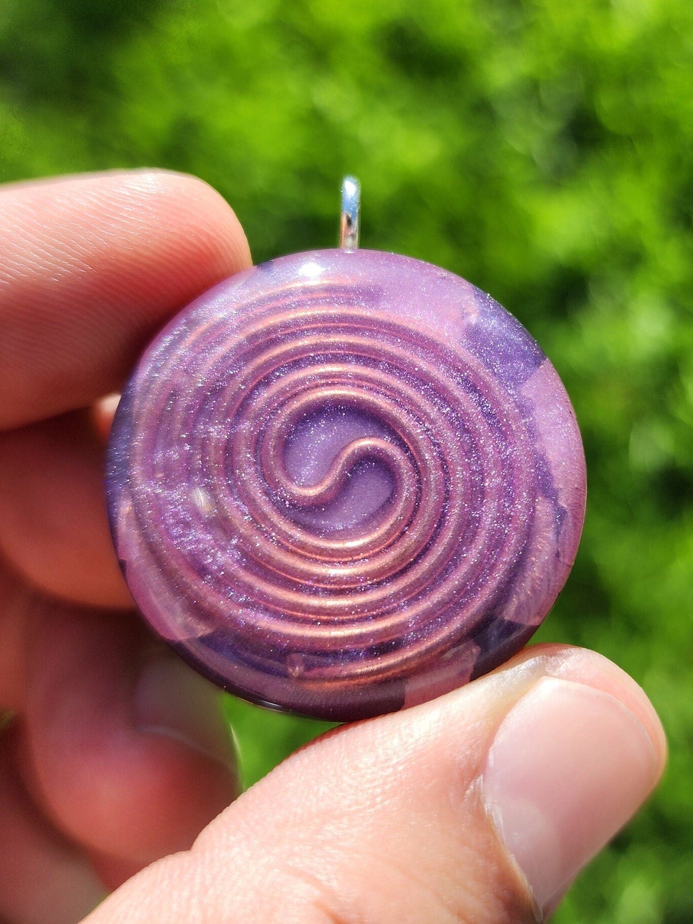 Handmade 77 Crystal Matrix Orgone Pendant | Nova Vision Holographic Pendant | Crown Chakra Crystal Matrix | EMF Protection Orgone Pendant
