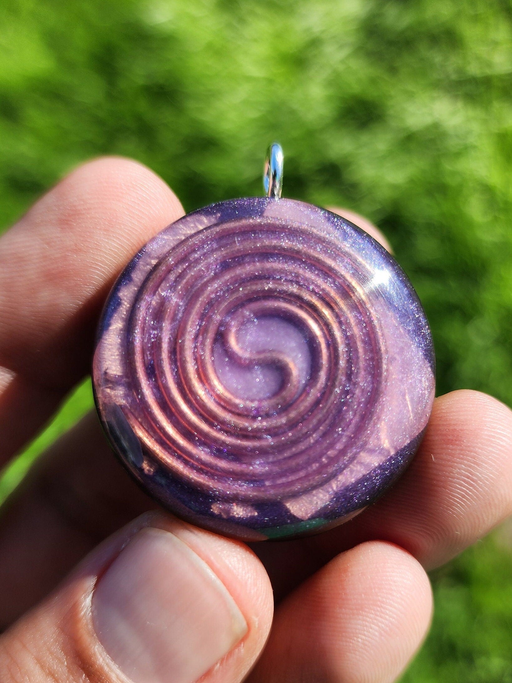 Handmade 77 Crystal Matrix Orgone Pendant | Silver Triskelion | EMF Protection Orgone Pendant | Orgonite Crystal Pendant