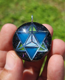 Handmade 77 Crystal Matrix Orgone Pendant | Silver Merkaba | Crown Chakra Crystal Matrix | EMF Protection Orgone Pendant